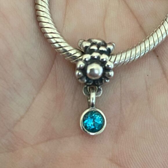 Authentic Pandora Silver Dewdrop Daisy Flower Topaz CZ Dangle Charm
